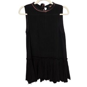 Diesel Black Sleeveless Ruffle‎ Hem Tie Neck Top Womens Size S